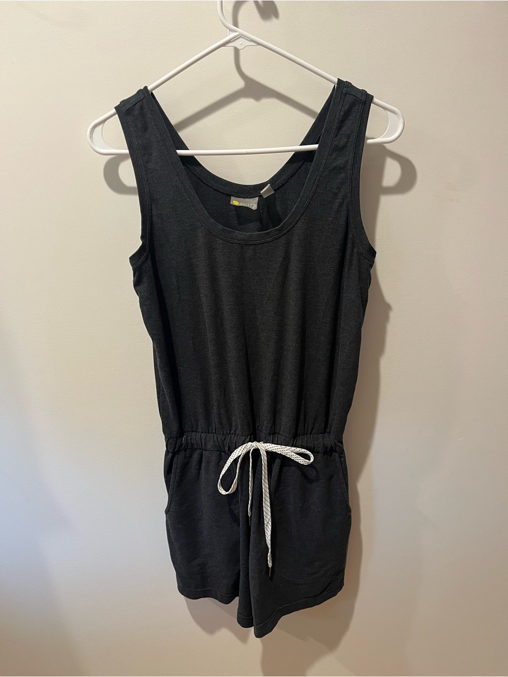 Zella Black Sleeveless Kids Romper with White Drawstring